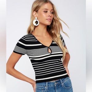 Lulus Back at ya striped ribbed knit top